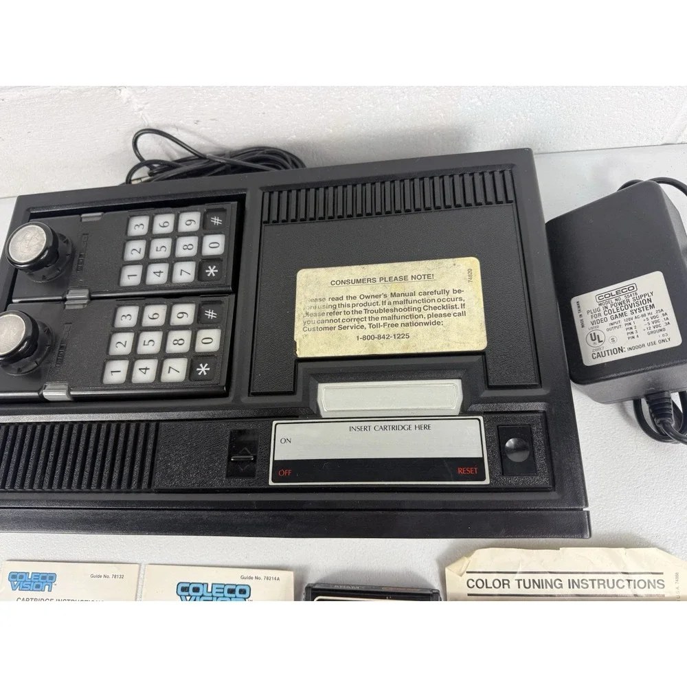 Vintage Lot Coleco Vision Console, Controllers, Games Tested And Works